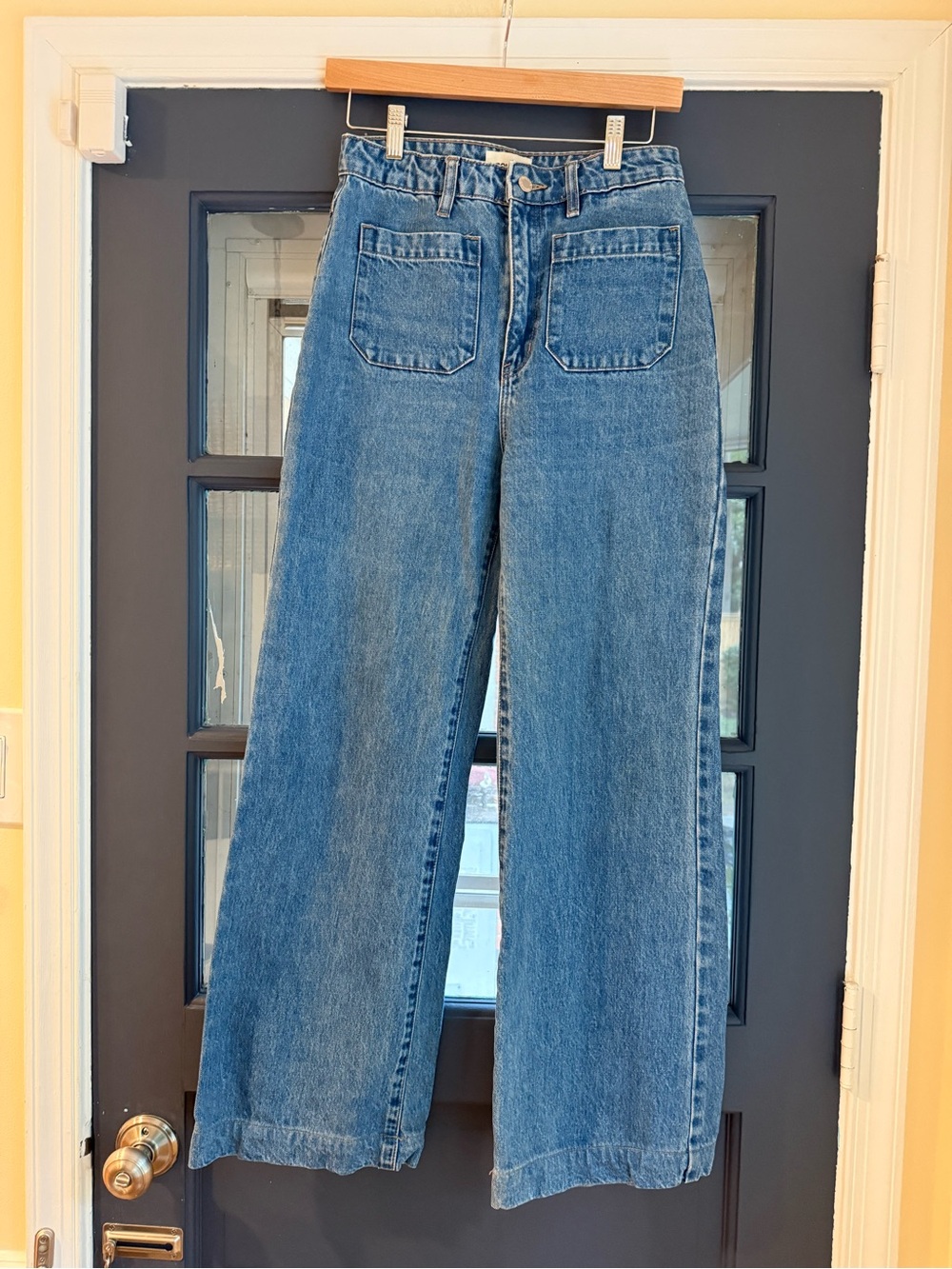 Rollas High-Rise Wide-Leg Women's Jeans in Medium Blue Denim 27